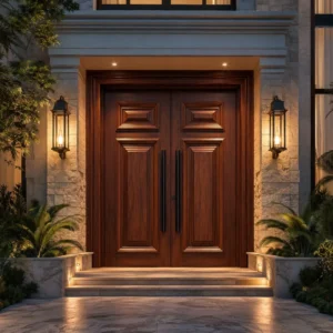 premium teak panel door modern villa uae