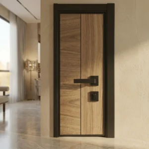 Premium aluminium framed flush wooden door for modern interiors